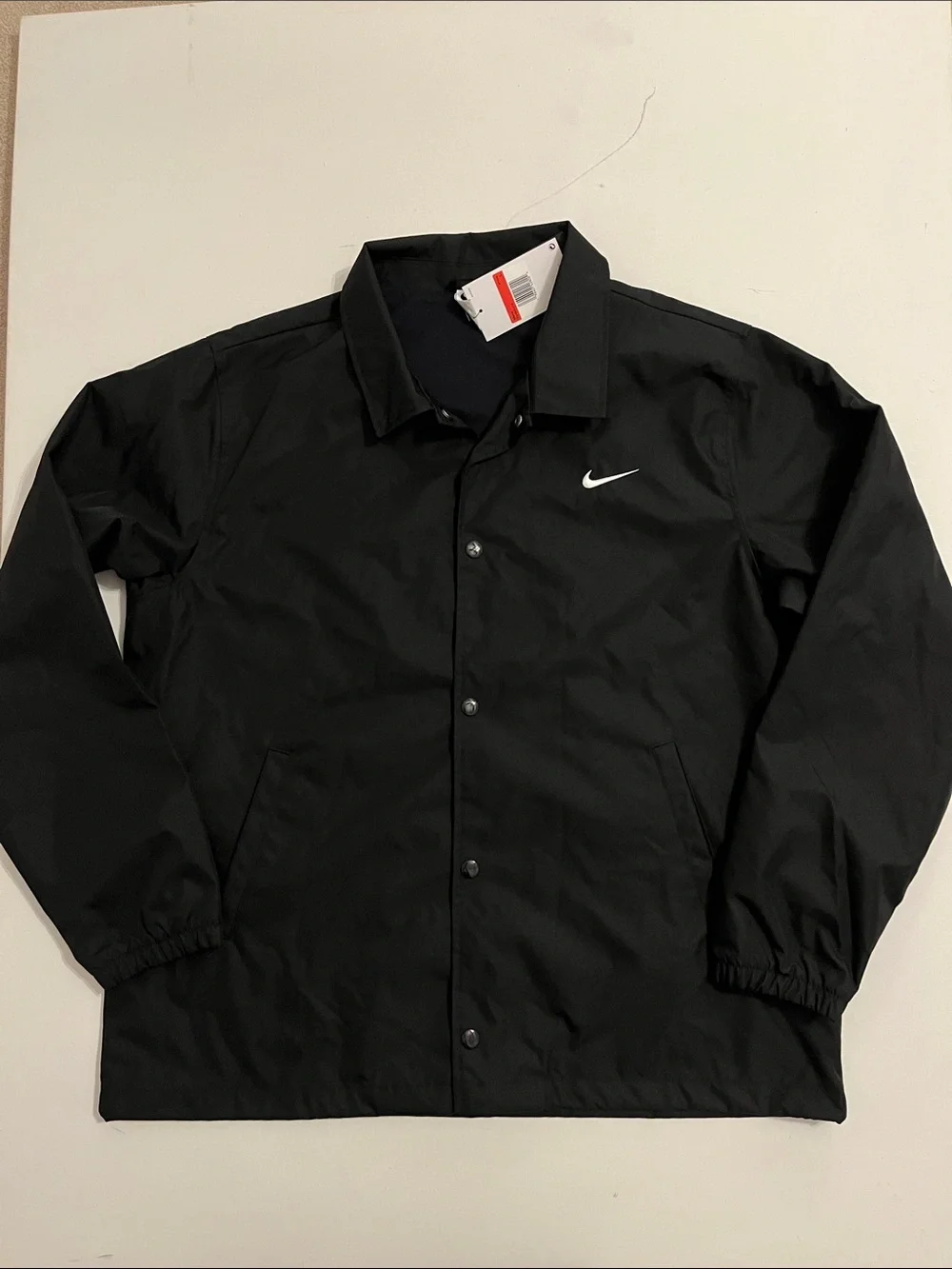 Nike Coaches Jacket Men's L Black Snap Button Up Wind Breaker FD7843 NWT